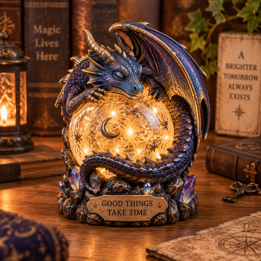 Mystic Dragon Moonlight Orb Statue
