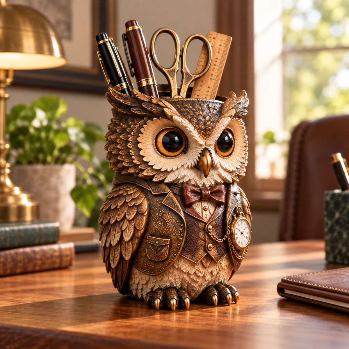 Vintage Owl Desk Organizer Holder